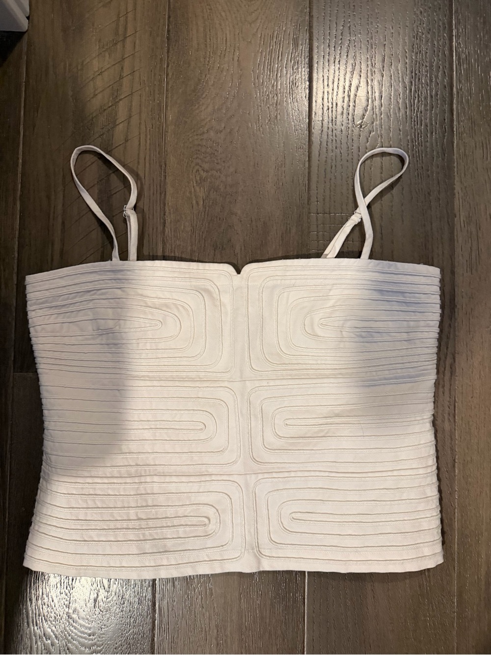 LOFT White Textured Strap Crop Camisole